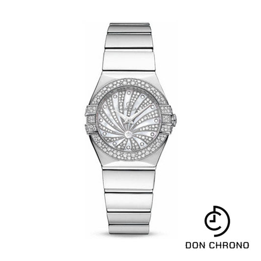 Omega Ladies Constellation Luxury Edition Watch - 24 mm White Gold Case - Snow-Set Diamond Bezel - Mother-Of-Pearl Diamond Dial - 123.55.24.60.55.014