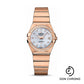 Omega Ladies Constellation Chronometer Watch - 27 mm Brushed Red Gold Case - Diamond Bezel - Mother-Of-Pearl Supernova Diamond Dial - 123.55.27.20.55.001