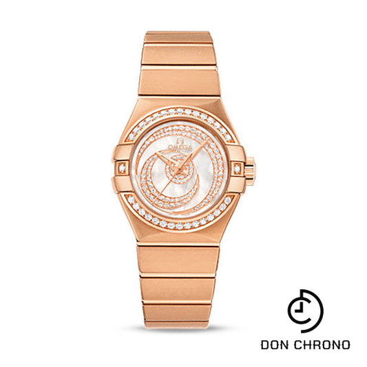 Omega Ladies Constellation Luxury Edition Watch - 27 mm Red Gold Case - Diamond Bezel - Mother-Of-Pearl Diamond Dial - 123.55.27.20.55.005