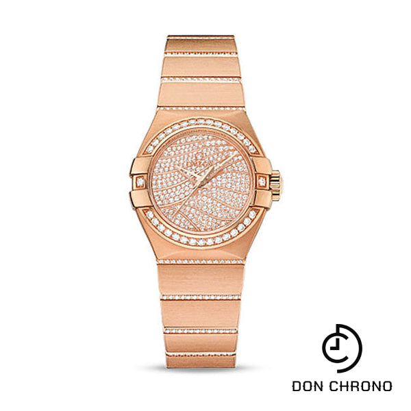 Omega Ladies Constellation Luxury Edition Watch - 27 mm Red Gold Case - Diamond Bezel - 18K Red Gold Diamond Dial - 123.55.27.20.55.006