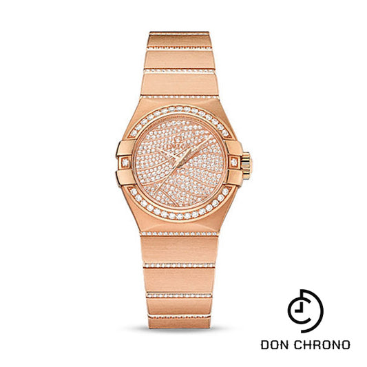Omega Ladies Constellation Luxury Edition Watch - 27 mm Red Gold Case - Diamond Bezel - 18K Red Gold Diamond Dial - 123.55.27.20.55.006