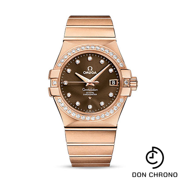 Omega Constellation Co-Axial Watch - 35 mm Red Gold Case - Diamond-Set Red Gold Bezel - Brown Diamond Dial - 123.55.35.20.63.001