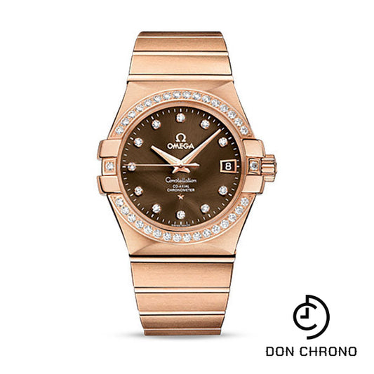 Omega Constellation Co-Axial Watch - 35 mm Red Gold Case - Diamond-Set Red Gold Bezel - Brown Diamond Dial - 123.55.35.20.63.001