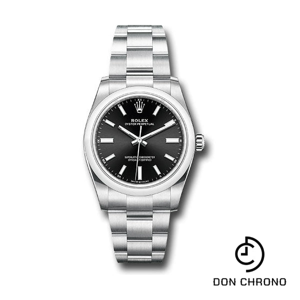 Rolex Oyster Perpetual 34 Watch - Domed Bezel - Black Index Dial - Oyster Bracelet - 124200 bkio