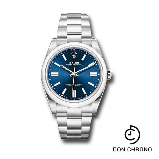 Rolex Oyster Perpetual 41 Watch - Domed Bezel - Blue Index Dial - Oyster Bracelet - 124300 bluio