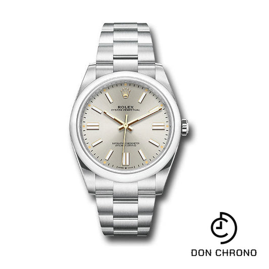 Rolex Oyster Perpetual 41 Watch - Domed Bezel - Silver Index Dial - Oyster Bracelet - 124300 sio