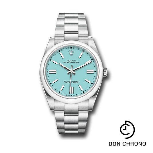 Rolex Oyster Perpetual 41 Watch - Domed Bezel - Turquoise Blue Index Dial - Oyster Bracelet - 124300 tbio