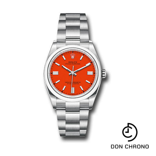 Rolex Oyster Perpetual 36 Watch - Domed Bezel - Coral Red Index Dial - Oyster Bracelet - 126000 reio