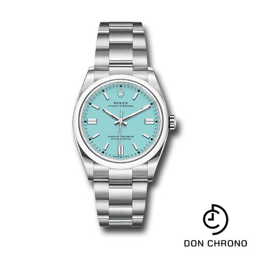 Rolex Oyster Perpetual 36 Watch - Domed Bezel - Turquoise Blue Index Dial - Oyster Bracelet - 126000 tbio