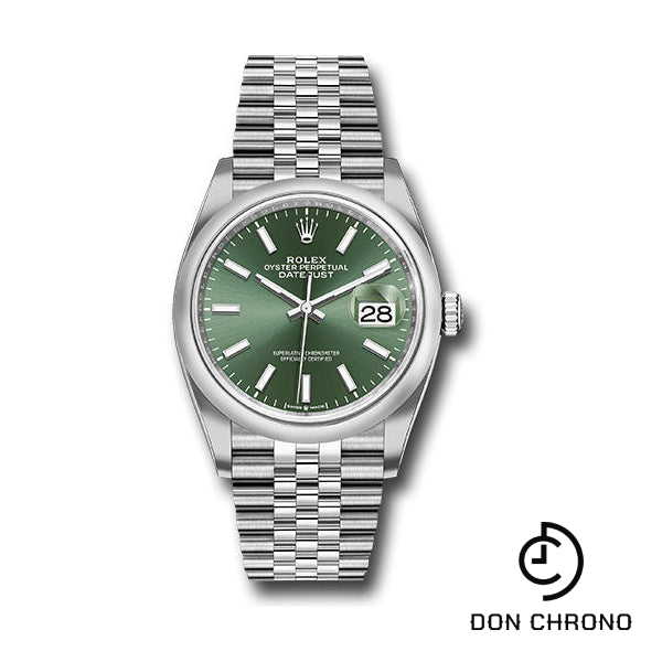 Rolex Oystersteel Datejust 36 Watch - Domed Bezel - Mint Green Index Dial - Jubilee Bracelet - 126200 mgij