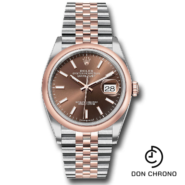 Rolex Everose Rolesor Datejust 36 Watch - Domed Bezel - Chocolate Index Dial - Jubilee Bracelet - 126201 choij