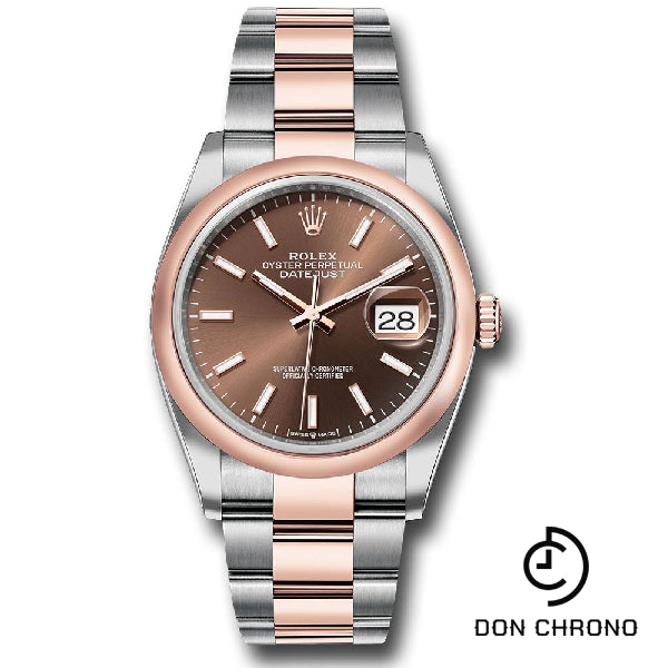 Rolex Everose Rolesor Datejust 36 Watch - Domed Bezel - Chocolate Index Dial - Oyster Bracelet - 126201 choio