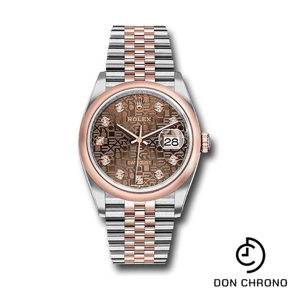 Rolex Steel and Everose Rolesor Datejust 36 Watch - Domed Bezel - Chocolate Jubilee Diamond Dial - Jubilee Bracelet - 126201 chojdj