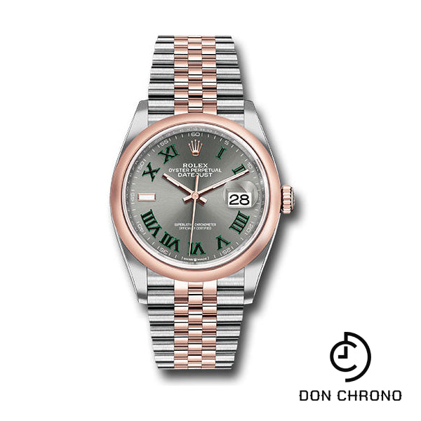 Rolex Everose Rolesor Datejust 36 Watch - Domed Bezel - Slate Roman Dial - Jubilee Bracelet - 126201 slgrj