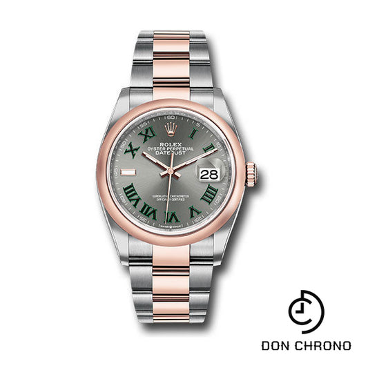 Rolex Everose Rolesor Datejust 36 Watch - Domed Bezel - Slate Roman Dial - Oyster Bracelet - 126201 slgro