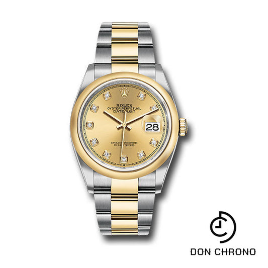 Rolex Steel and Yellow Gold Rolesor Datejust 36 Watch - Domed Bezel - Champagne Diamond Dial - Oyster Bracelet - 126203 chdo