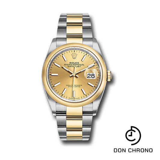 Rolex Steel and Yellow Gold Rolesor Datejust 36 Watch - Domed Bezel - Champagne Index Dial - Oyster Bracelet - 126203 chio