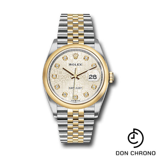 Rolex Steel and Yellow Gold Rolesor Datejust 36 Watch - Domed Bezel - Silver Jubilee Diamond Dial - Jubilee Bracelet - 126203 sjdj