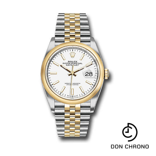 Rolex Steel and Yellow Gold Rolesor Datejust 36 Watch - Domed Bezel - White Index Dial - Jubilee Bracelet - 126203 wij