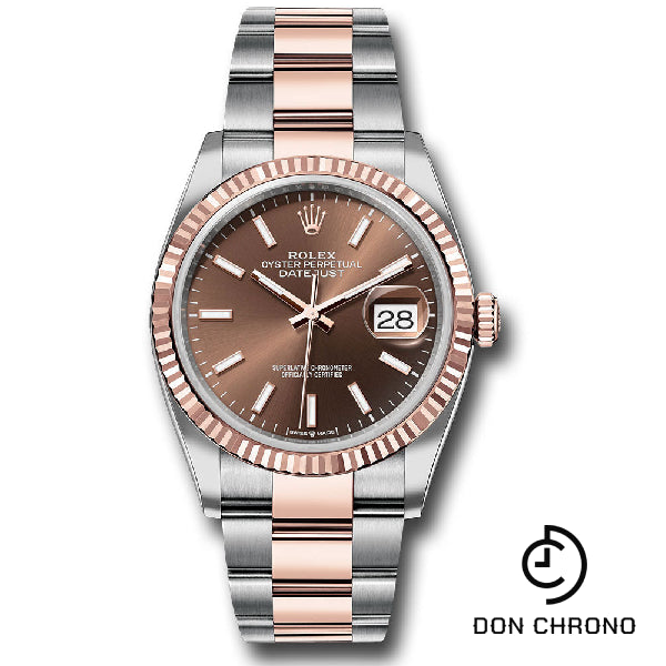 Rolex Everose Rolesor Datejust 36 Watch - Fluted Bezel - Chocolate Index Dial - Oyster Bracelet - 126231 choio