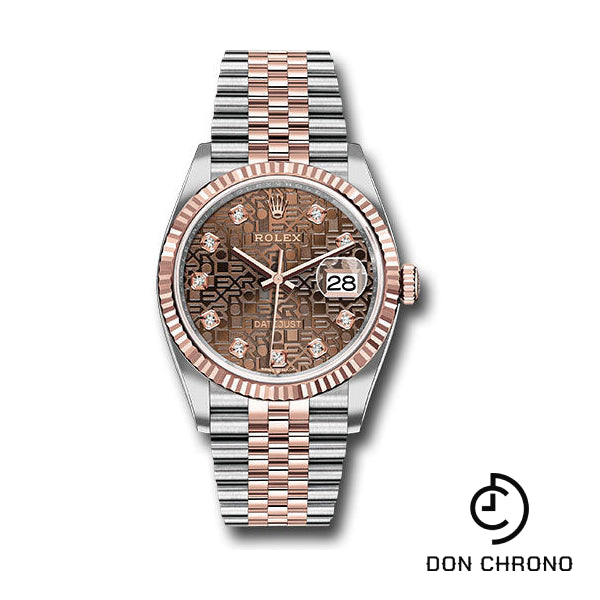 Rolex Steel and Everose Rolesor Datejust 36 Watch - Fluted Bezel - Chocolate Jubilee Diamond Dial - Jubilee Bracelet - 126231 chojdj