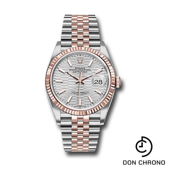 Rolex Everose Rolesor Datejust 36 Watch - Fluted Bezel - Silver Fluted Motif Index Dial - Jubilee Bracelet - 126231 sflmij