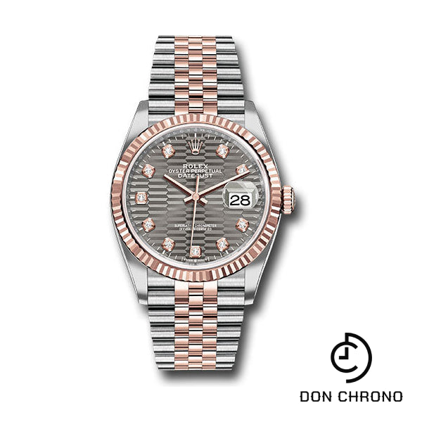 Rolex Everose Rolesor Datejust 36 Watch - Fluted Bezel - Slate Fluted Motif Diamond Dial - Jubilee Bracelet - 126231 slflmdj