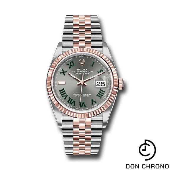 Rolex Everose Rolesor Datejust 36 Watch - Fluted Bezel - Slate Roman Dial - Jubilee Bracelet - 126231 slgrj