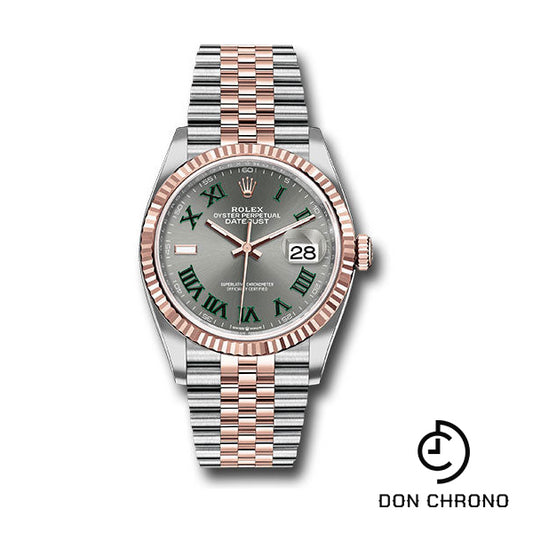 Rolex Everose Rolesor Datejust 36 Watch - Fluted Bezel - Slate Roman Dial - Jubilee Bracelet - 126231 slgrj