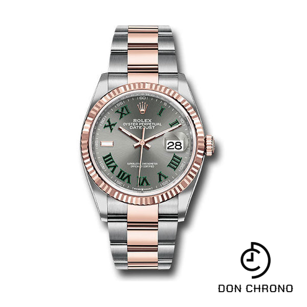 Rolex Everose Rolesor Datejust 36 Watch - Fluted Bezel - Slate Roman Dial - Oyster Bracelet - 126231 slgro