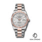 Rolex Everose Rolesor Datejust 36 Watch - Fluted Bezel - Silver Palm Motif Index Dial - Oyster Bracelet - 126231 spmio