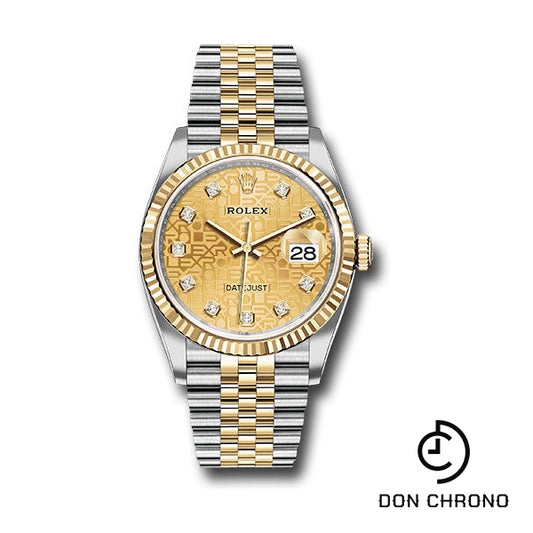 Rolex Yellow Rolesor Datejust 36 Watch - Fluted Bezel - Champagne Jubilee Diamond Dial - Jubilee Bracelet - 126233 chjdj