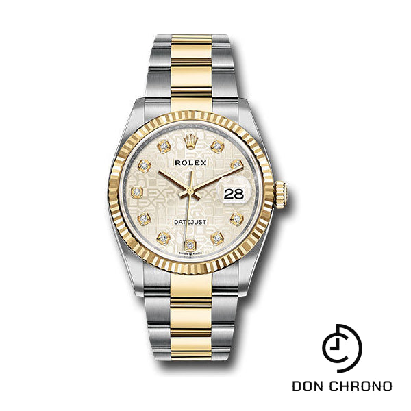 Rolex Steel and Yellow Gold Rolesor Datejust 36 Watch - Fluted Bezel - Silver Jubilee Diamond Dial - Oyster Bracelet - 126233 sjdo