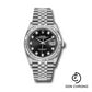 Rolex Steel Datejust 36 Watch - Fluted Bezel - Black Diamond Dial - Jubilee Bracelet - 126234 bkdj