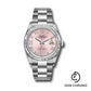 Rolex Steel Datejust 36 Watch - Fluted Bezel - Pink Diamond Roman VI and IX Dial - Oyster Bracelet - 126234 pdr69o