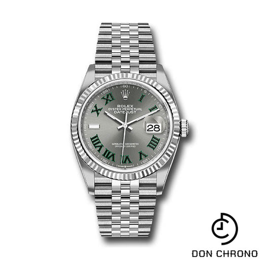 Rolex White Rolesor Datejust 36 Watch - Fluted Bezel - Slate Roman Dial - Jubilee Bracelet - 126234 slgrj