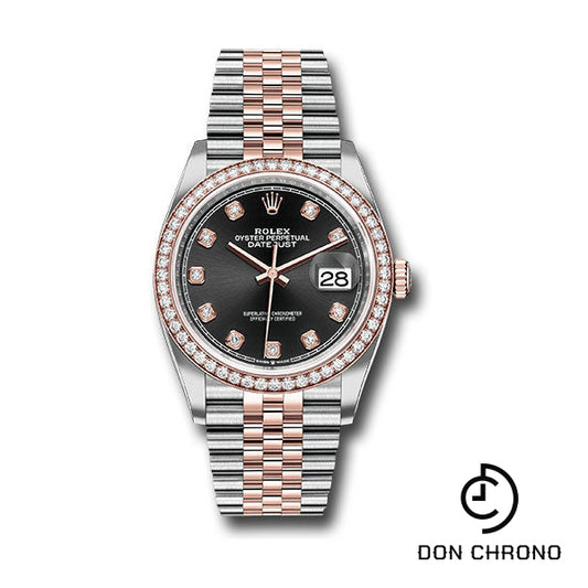 Rolex Steel and Everose Rolesor Datejust 36 Watch - Diamond Bezel - Black Diamond Dial - Jubilee Bracelet - 126281RBR bkdj