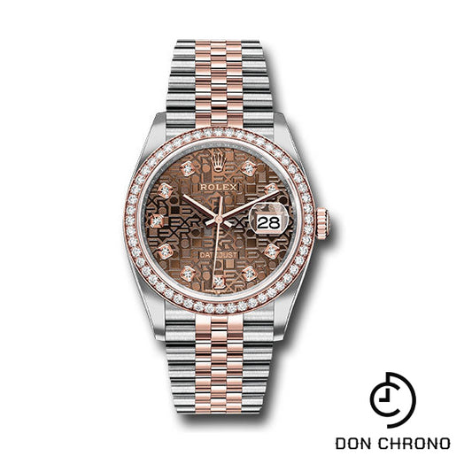 Rolex Steel and Everose Rolesor Datejust 36 Watch - Diamond Bezel - Chocolate Jubilee Diamond Dial - Jubilee Bracelet - 126281RBR chojdj