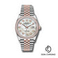 Rolex Steel and Everose Rolesor Datejust 36 Watch - Diamond Bezel - White Mother-Of-Pearl Diamond Dial - Jubilee Bracelet - 126281RBR mdj