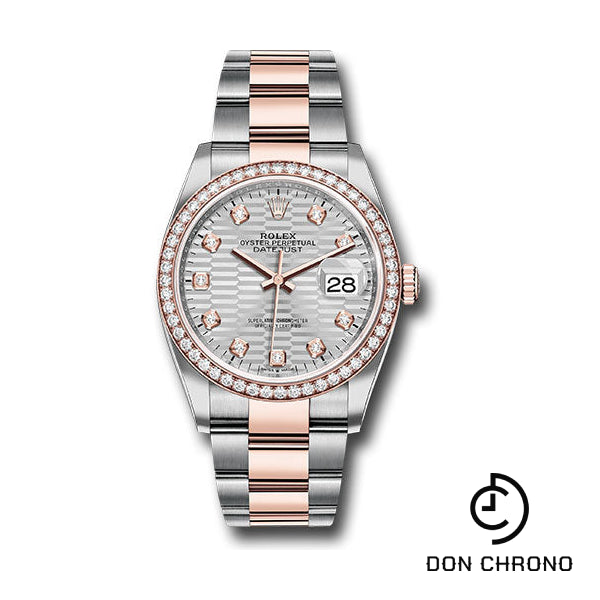 Rolex Everose Rolesor Datejust 36 Watch - Diamond Bezel - Silver Fluted Motif Diamond Dial - Oyster Bracelet - 126281rbr sflmdo