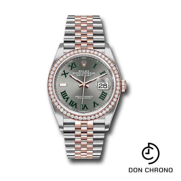 Rolex Everose Rolesor Datejust 36 Watch - Diamond Bezel - Slate Roman Dial - Jubilee Bracelet - 126281rbr slgrj