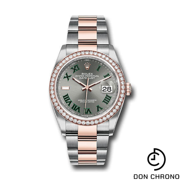 Rolex Everose Rolesor Datejust 36 Watch - Diamond Bezel - Slate Roman Dial - Oyster Bracelet - 126281rbr slgro