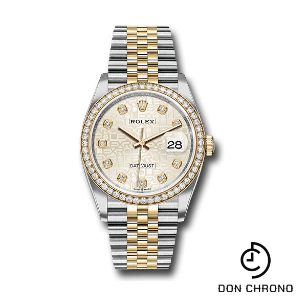 Rolex Steel and Yellow Gold Rolesor Datejust 36 Watch - Yellow Diamond Bezel - Silver Jubilee Diamond Dial - Jubilee Bracelet - 126283RBR sjdj