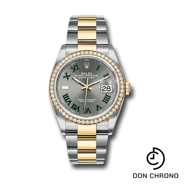 Rolex Yellow Rolesor Datejust 36 Watch - Diamond Bezel - Slate Roman Dial - Oyster Bracelet - 126283rbr slgro