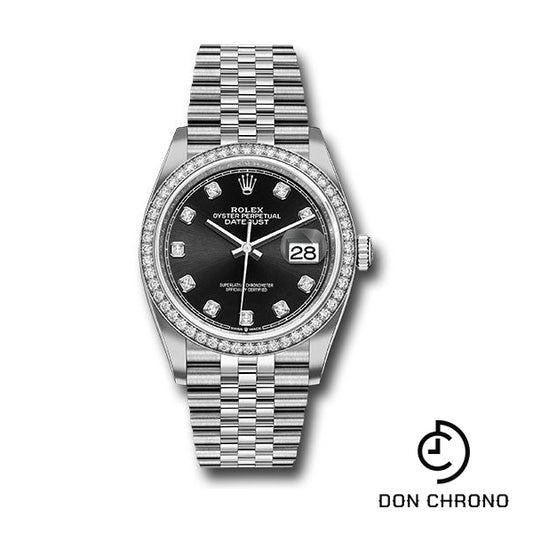 Rolex Steel Datejust 36 Watch - Diamond Bezel - Black Diamond Dial - Jubilee Bracelet - 126284RBR bkdj