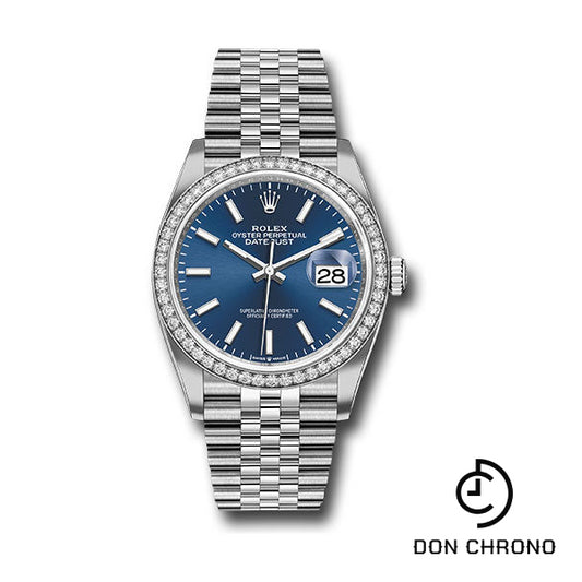 Rolex Steel Datejust 36 Watch - Diamond Bezel - Blue Index Dial - Jubilee Bracelet - 126284RBR blij