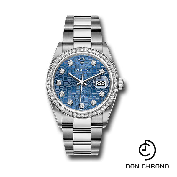 Rolex Steel Datejust 36 Watch - Diamond Bezel - Blue Jubilee Diamond Dial - Oyster Bracelet - 126284RBR bljdo