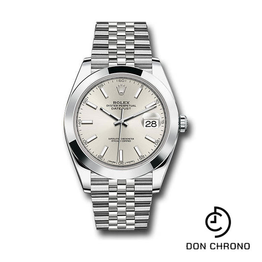 Rolex Steel Datejust 41 Watch - Smooth Bezel - Silver Index Dial - Jubilee Bracelet - 126300 sij