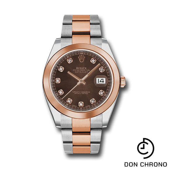 Rolex Steel and Everose Rolesor Datejust 41 Watch - Smooth Bezel - Chocolate Diamond Dial - Oyster Bracelet - 126301 chodo