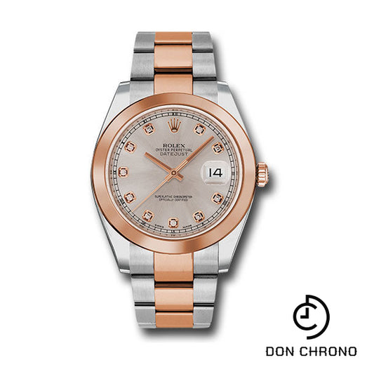 Rolex Steel and Everose Rolesor Datejust 41 Watch - Smooth Bezel - Sundust Diamond Dial - Oyster Bracelet - 126301 sudo